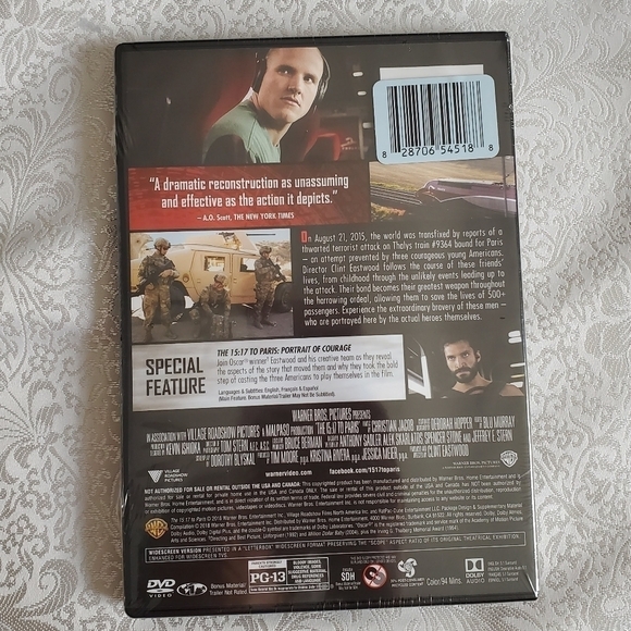The 15:17 to Paris DVD new sealed Clint‎ Eastwood drama true story - Picture 2 of 4